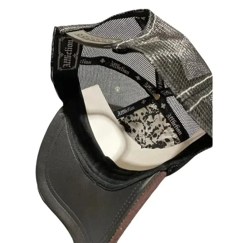 Affliction X Ozzy Osborne Vintage New Double Skull Brown Hat Adult OSFM Trucker - Picture 2 of 6